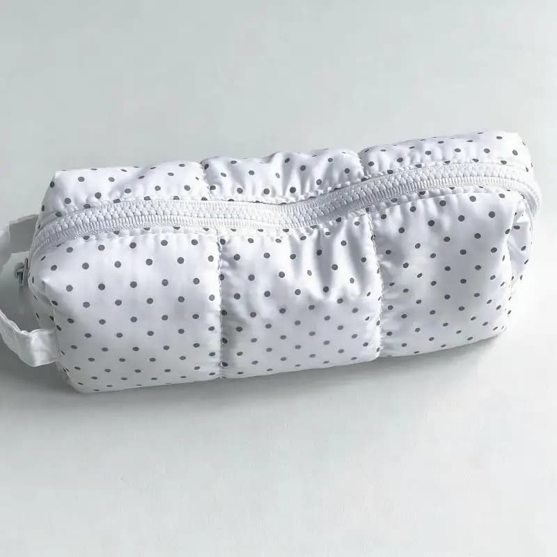 Polka Dot Design Pencil Case Large-capacity Soft Touch Pen Bag Stationery Pouch Students-F(x)