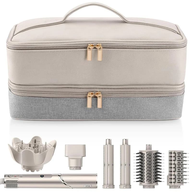 Custodia da Viaggio a Doppio Strato per Strumenti di Styling Capelli con Divisorio per Ferro Arricciacapelli, Asciugacapelli e Organizzatore per Accessori di Bellezza