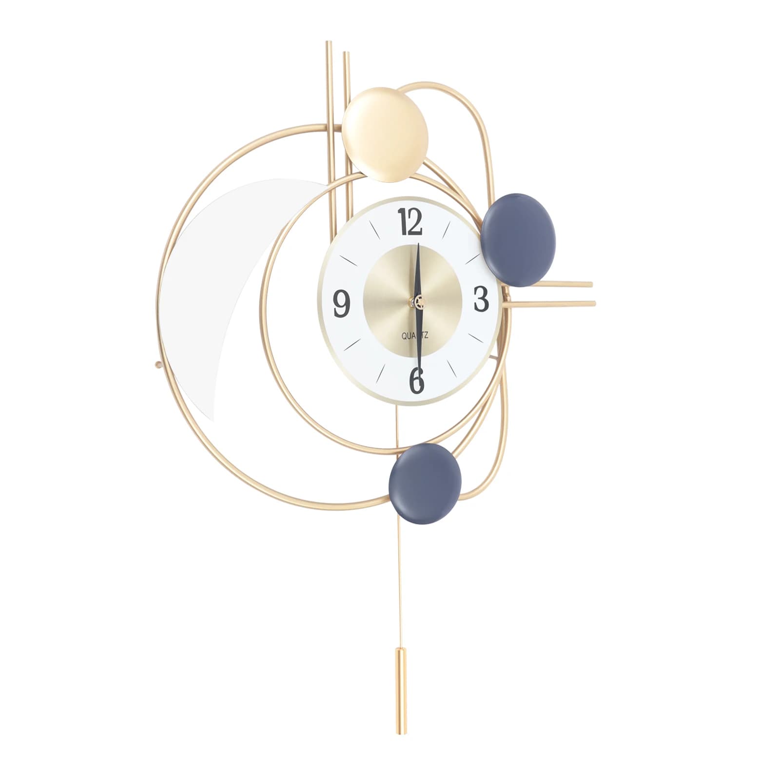 Wall Clock, Durable Iron Swinging Hanging Clock, Quiet Smooth Quartz Movement