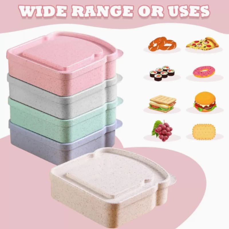 Contenitore per sandwich, porta toast, contenitore per il pranzo con coperchio, contenitore ecologico per alimenti, adatto al microonde, per campeggio, uso studentesco