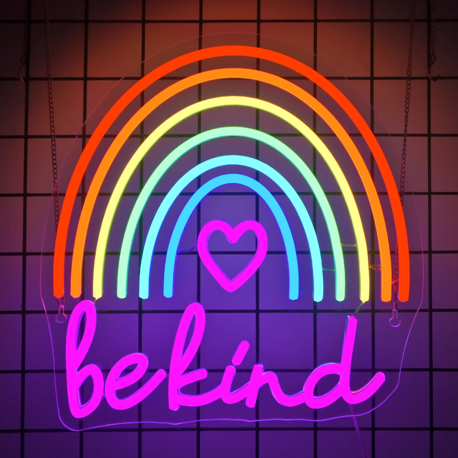Be Kind Insegna al neon per decorazioni da parete Insegne a LED arcobaleno USB dimmerabile Decorazioni da parete colorate Aula Home Club Festa di compleanno