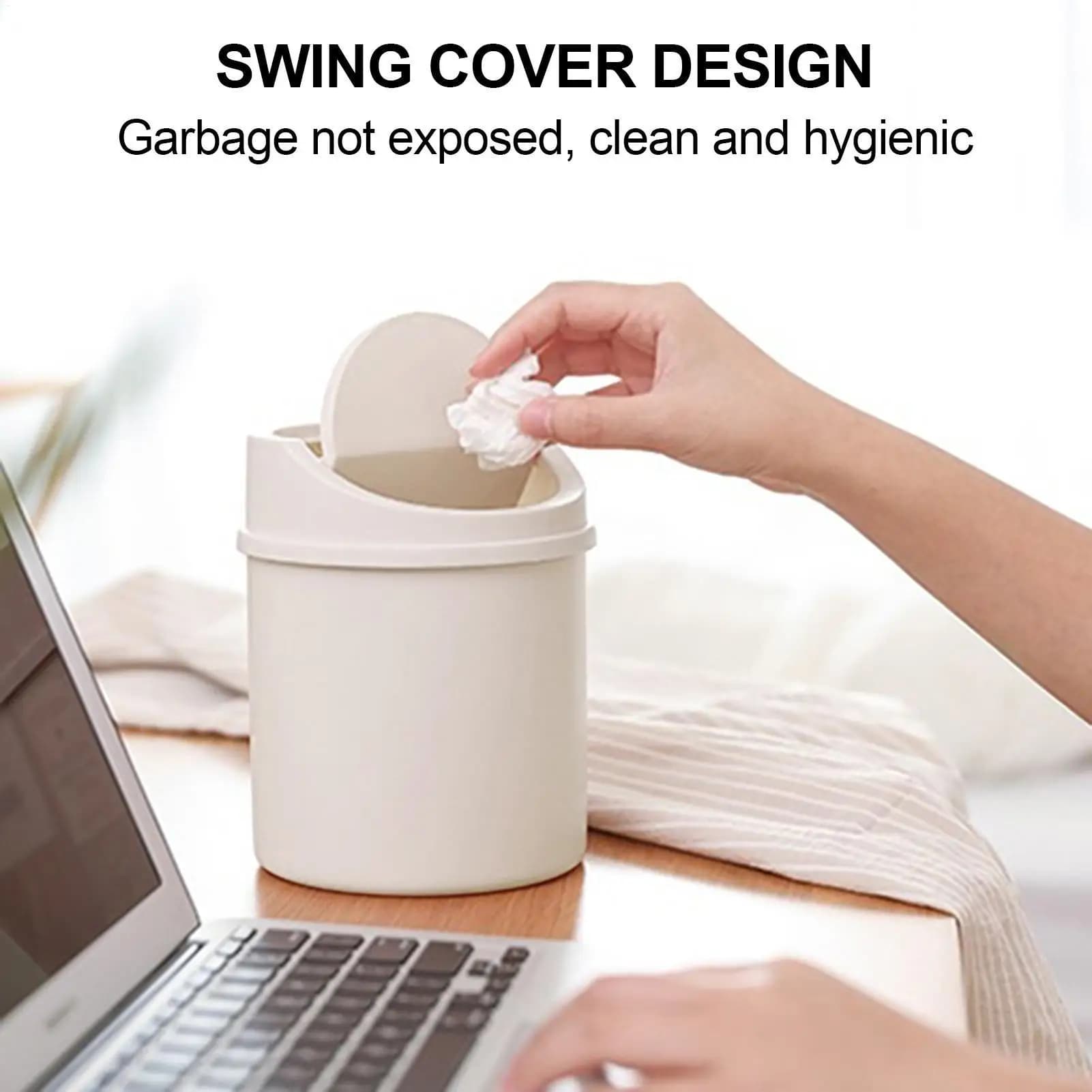 Mini Waste Bin Desktop Garbage Basket Table Trash Can Roll Swing Lid Small Scissors Pencil Household Office Storage Accessories