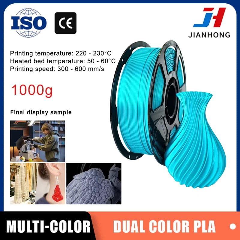Filament PLA Bicolor Flavored 1.75mm 220-230 °C Filament for 3D Printer Silk Effect, High Strength, Anti-Intasation, Ecological