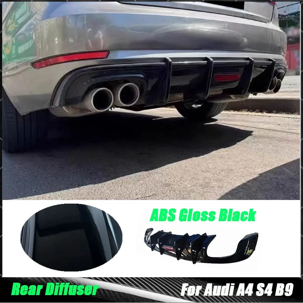 Diffusore Posteriore in Fibra di Carbonio con Luce per Audi A4 S4 B9 2017-2019, Accessori Auto Sportivi