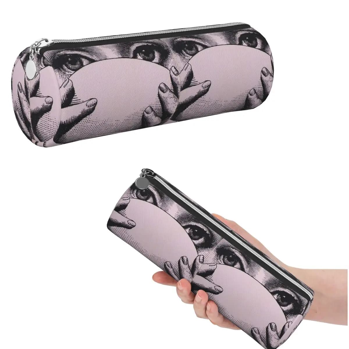 Lina Cavalieri By Piero Fornasetti Black And White Art Pencil Case for Boy Girl School Cylinder Pen Box Pencil Bag Pencil Pouch