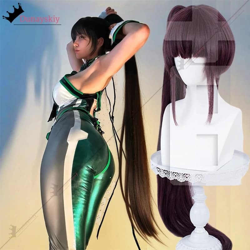 Parrucca per Cosplay di Eve, Costume del Gioco Stellar Fantasia, Coda di Cavallo Lunga 70cm, Parrucche Sintetiche Resistenti al Calore per Halloween e Travestimenti