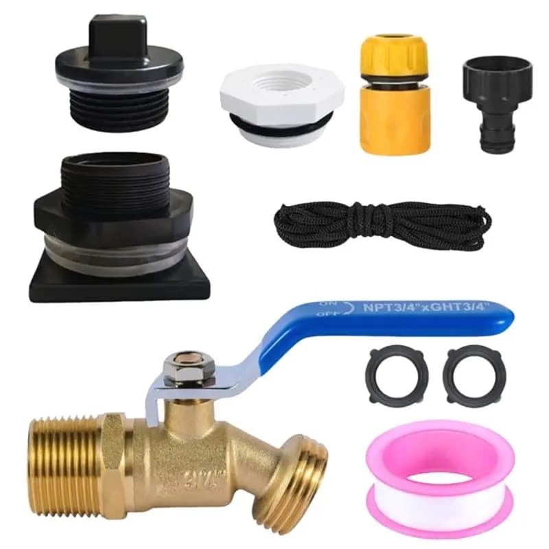 ABVG-X3/4" NPT 3/4" GHT Brass Drain Plug Kit For Stock Tank With Garden Hose Faucet Connector