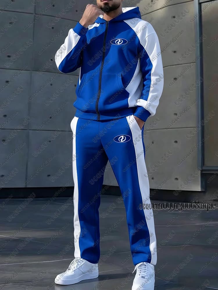 Autumn Winter New Men Tracksuit Suits Zipper Hoodies+Long Pants Sets Warm Coats Sports Pants Outdoor Sweatshirts Man Casual Sets