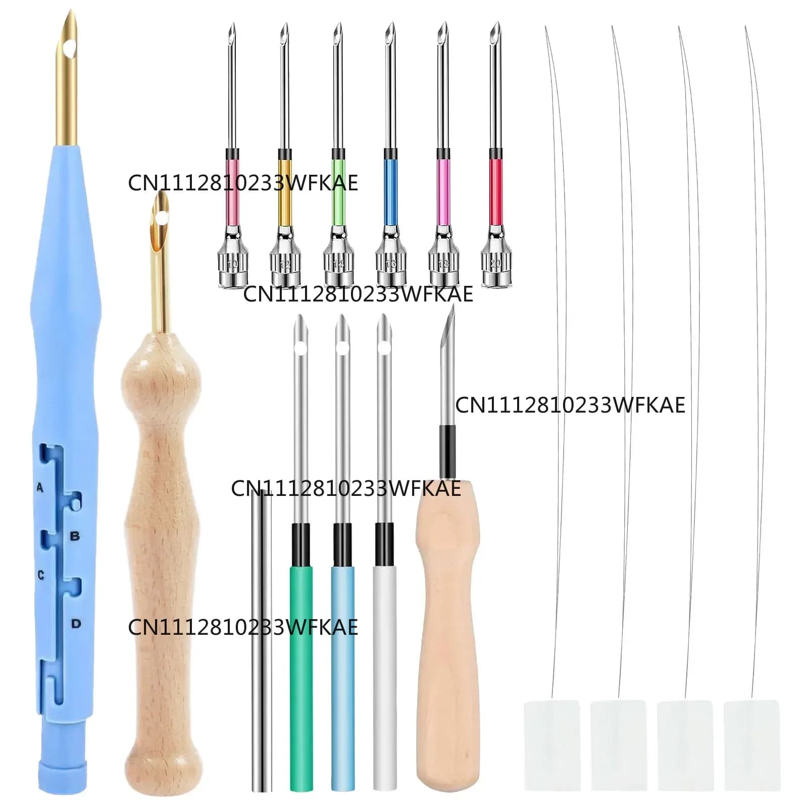 17Pcs Punch Needle Embroidery Kits Wooden Yarn Clothes Embroidery Pen Crochet Knitting DIY Craft Stitching Sewing Tools