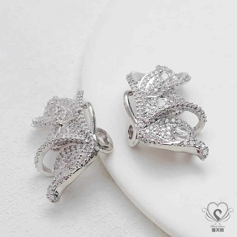 14k Gold-plated Zircon Butterfly Left And Right Wings Pendant DIY Handmade Bracelet Necklace Earrings Bead Spacer Accessories