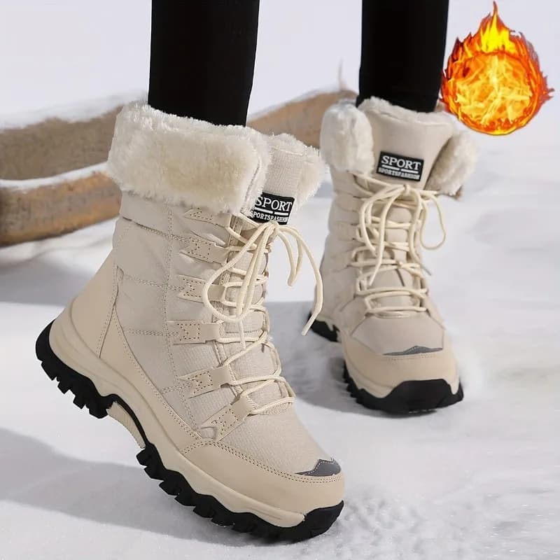 Stivali da neve invernali da donna Calore esterno Pelliccia sintetica Stivaletti con suola spessa Donna Scarpe da trekking casual resistenti all'usura antiscivolo da donna