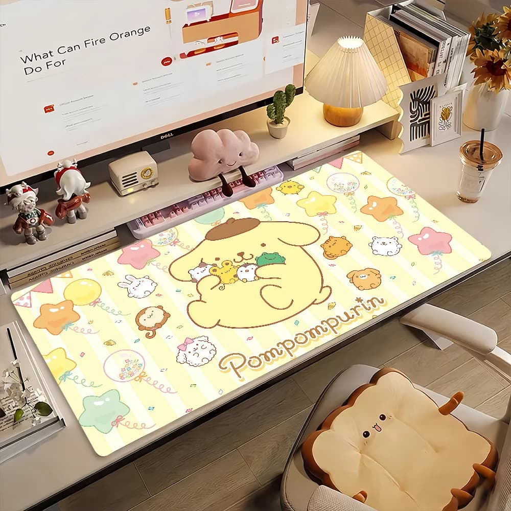 Tappetino per mouse Sanrio Kawaii P-Pom Pom P-Purin, antiscivolo in gomma, per gamer, tappetino per computer, decorazione, tappetino da scrivania, per laptop, ufficio, grande