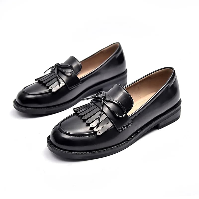 Scarpe college con nappe per ragazze mocassino con fondo piatto calzature lolita papillon mocassino da donna
