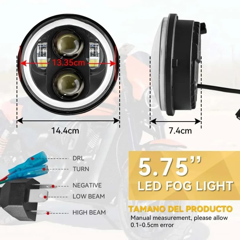 Nuovo Faro LED Nero da 5,75 Pollici, 5 3/4" LED DRL 50W per Moto, Compatibile con Dyna Softail Sportster 883 XL883 FXCW
