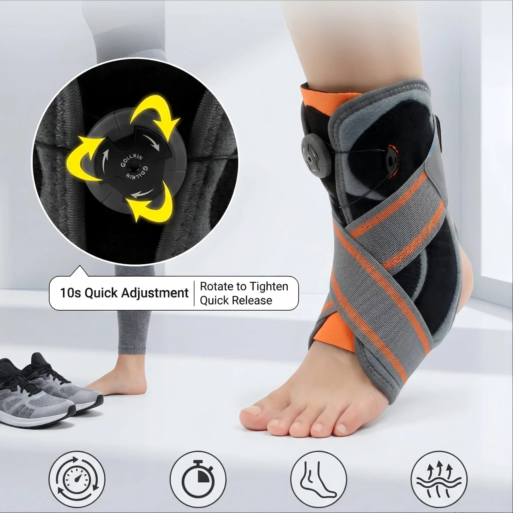 Stabilizzatore per Caviglia Regolabile, Supporto Durevole e Traspirante con Cinghie Sicure, Ideale per Prevenzione e Recupero da Distorsioni