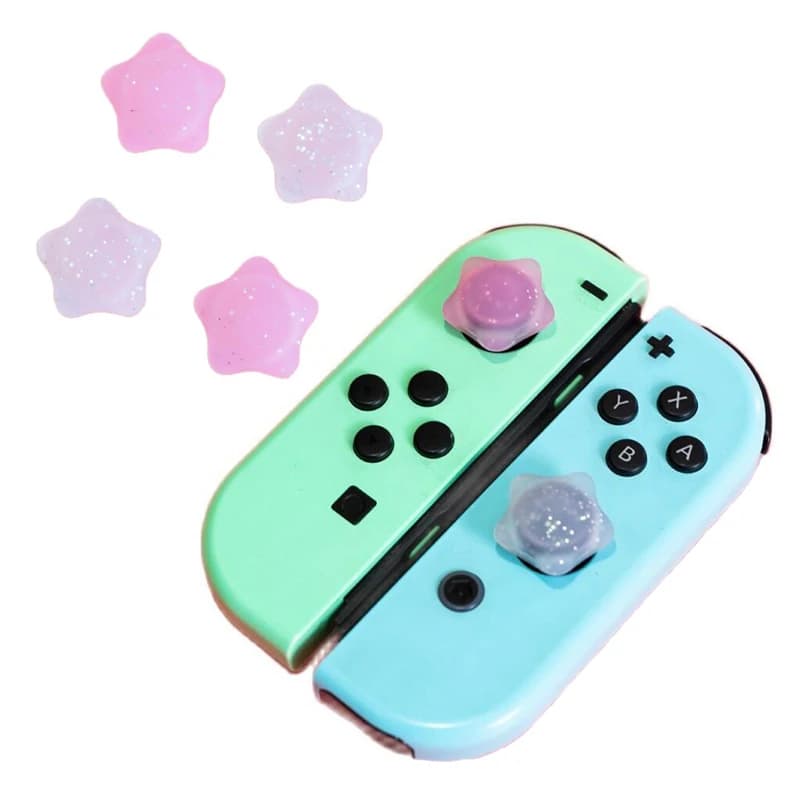 Stars Ghost trasparente Glitter Joystick Silicone Thumb Stick Grip Cap per Nintendo Switch Oled NS Lite Joy-con Bling Soft Cover