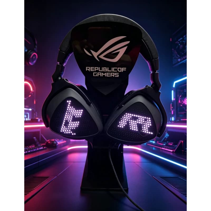 Supporto per Cuffie ROG in Acrilico con Base Antiscivolo, Espositore per Cuffie da Gaming per Scrivania, Accessori per Videogiochi