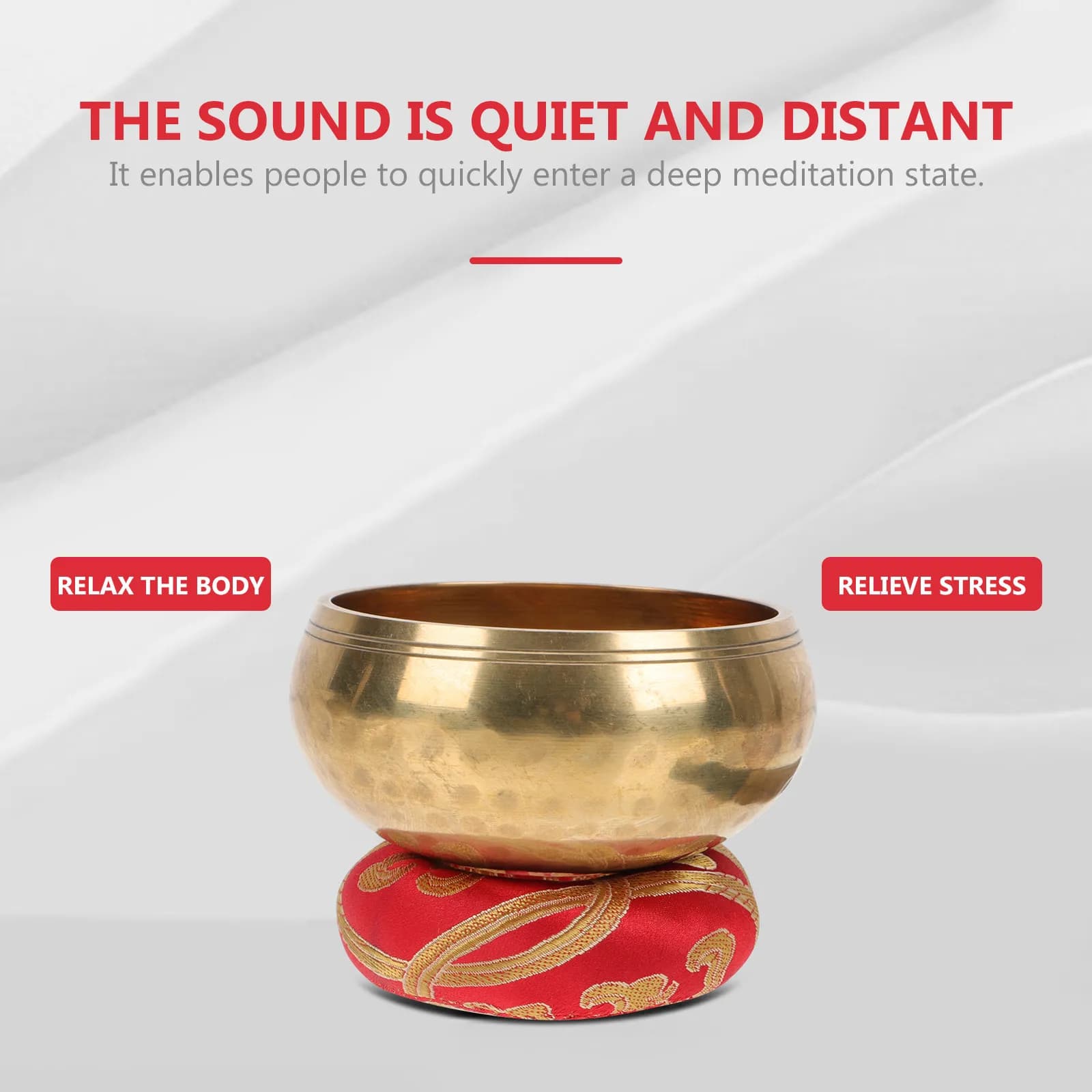 1Set Handcrafted Copper Tibetan Chanting Bowl Buddhist Temple Singing Bowl for Yoga Meditation Relaxation Spiritual Practice