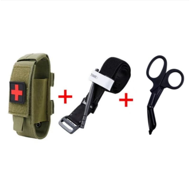 Borsa Combinata per Laccio Emostatico da Esterno | Borsa per riporre forbici e torcia | Kit di pronto soccorso per la sopravvivenza in campeggio