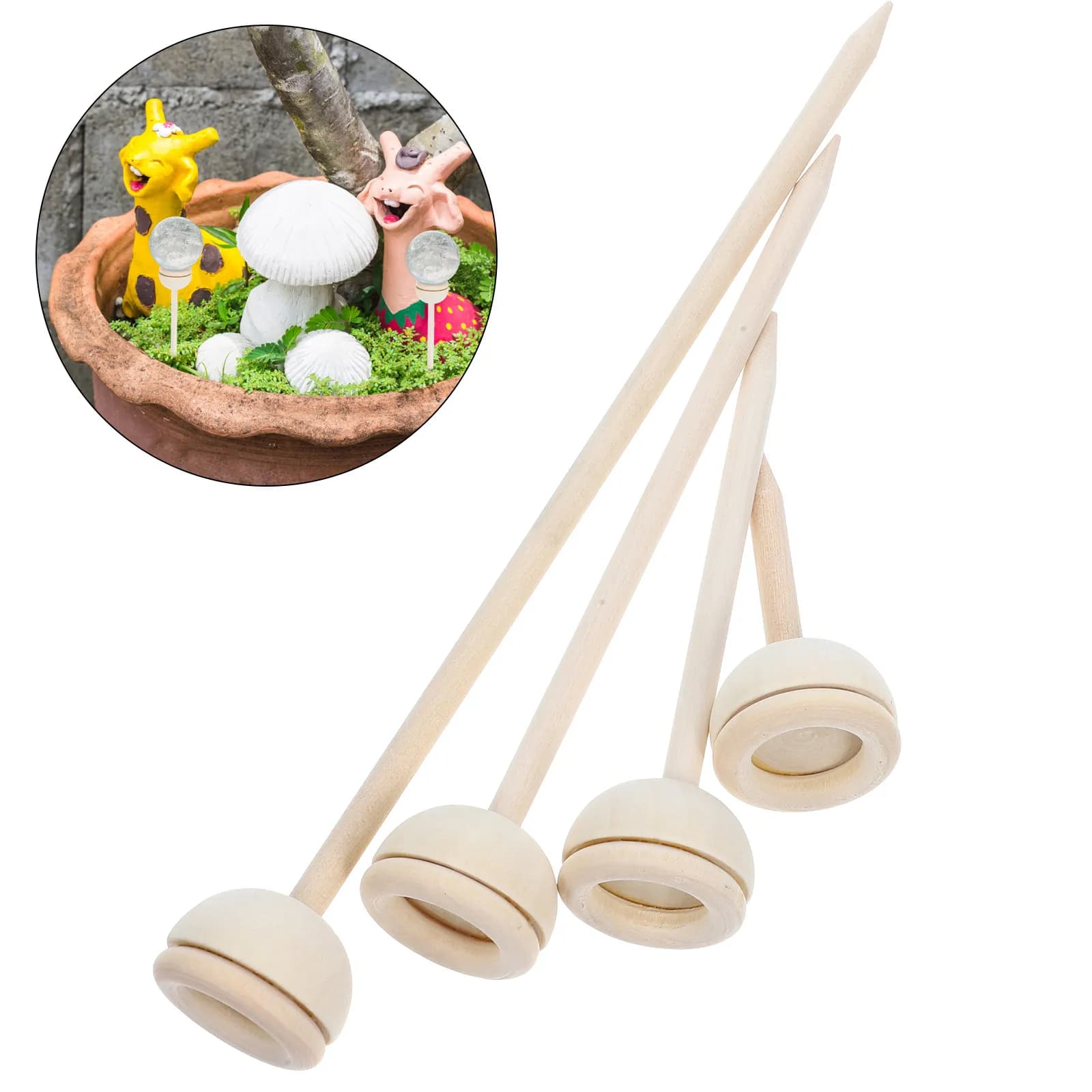 Set di 4 Supporti in Legno per Sfere Decorative da Giardino, Espositori per Sfere di Cristallo, Decorazioni per Esterni