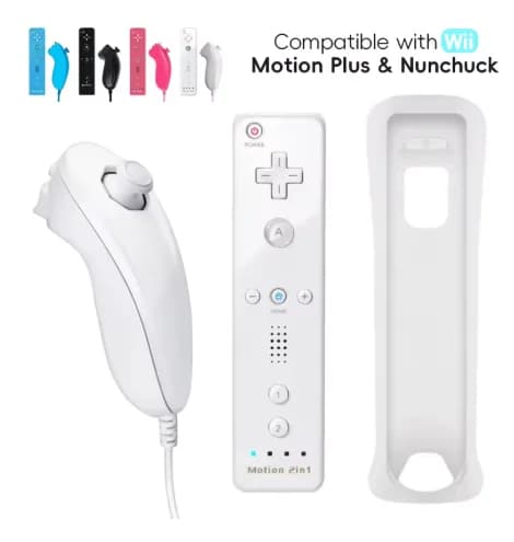Gamepad per Nintendo Wii/Wii U, Joystick 2 in 1, Set di Controller Wireless con Telecomando Motion Plus e Custodia in Silicone per Videogiochi