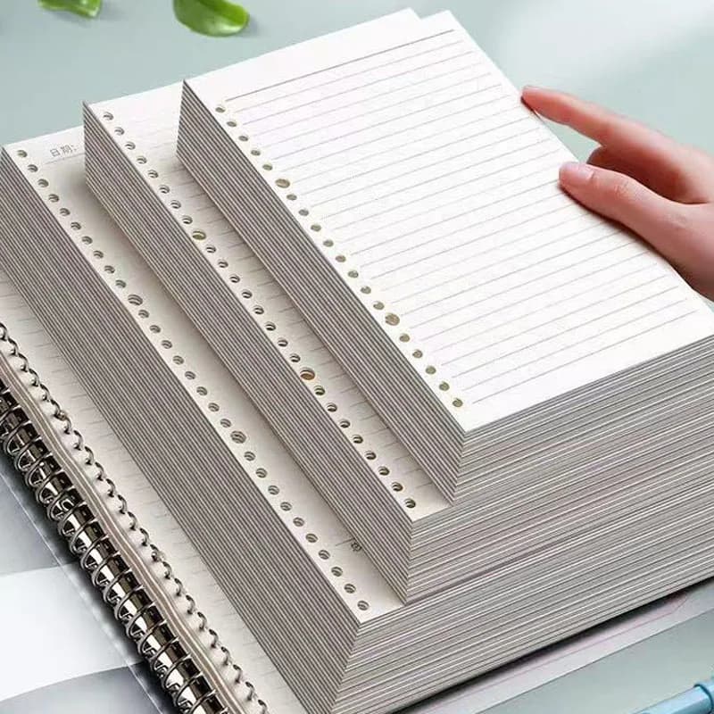 60 fogli di ricarica per notebook, blocco note, raccoglitore a fogli mobili, carta A4/ B5/A5, quaderni vuoti/griglia/forati, quaderni, ufficio, scuola