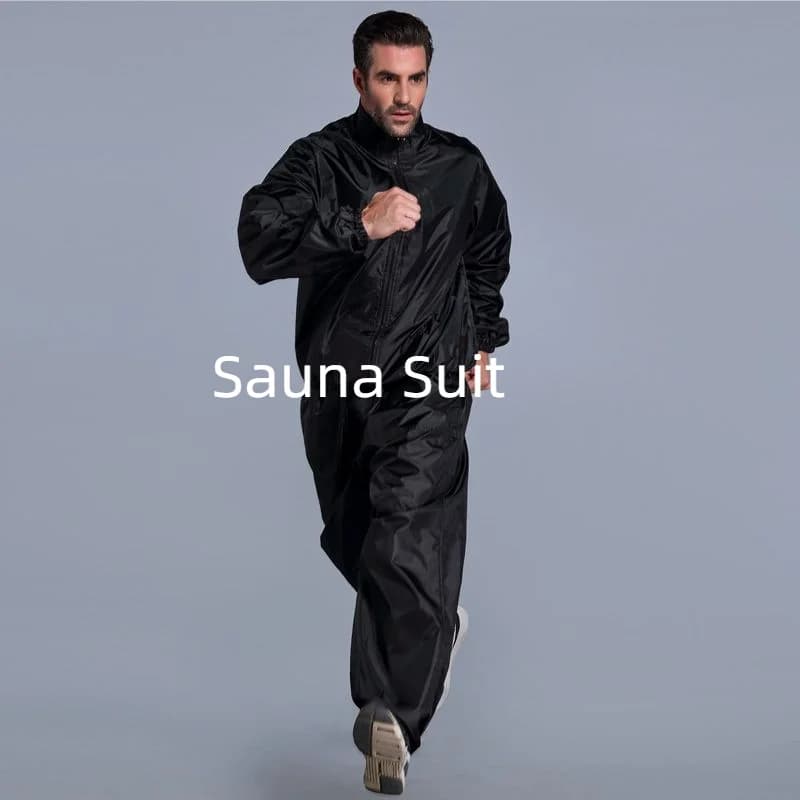 Men's sauna suit Large gym clothing set for sweating Weight loss Sports Active clothing Slimming Full body fitness solid