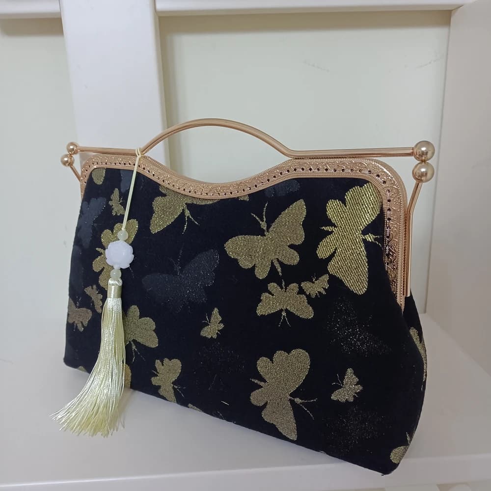 Borse a Tracolla con Chiusura a Farfalla Luccicante per Donne, Borsa a Catena con Frange, Borsette e Pochette da Donna
