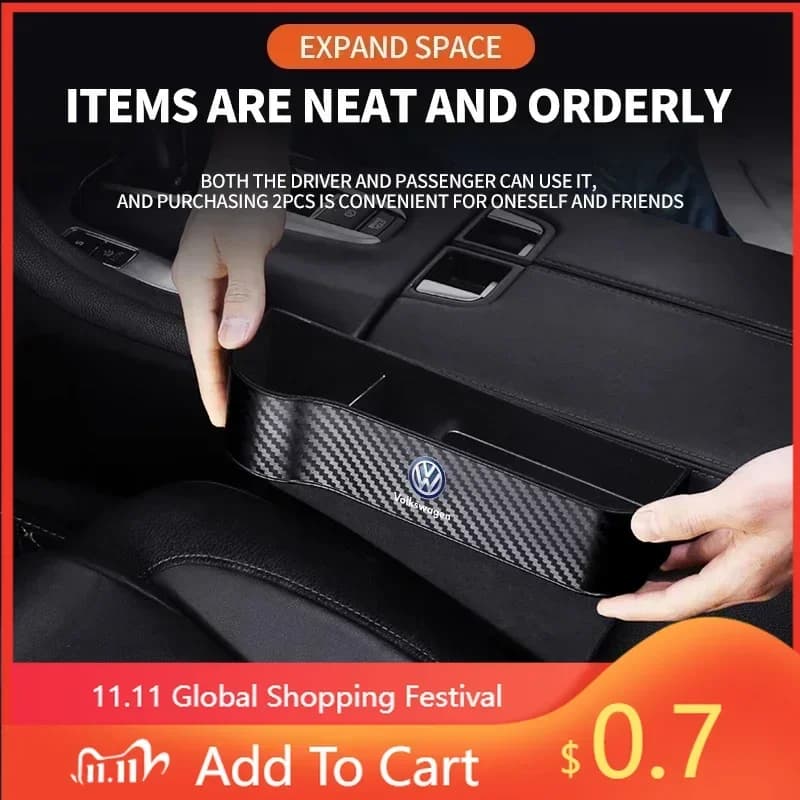 Organizzatore per Fessure tra Sedili Auto per VW, Scatola Portaoggetti per Volkswagen Polo Passat B5 B6 B7 T4 T5 4 5 6 Tig