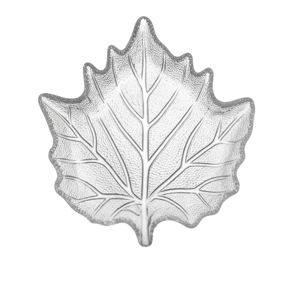 Raised Leaf Pattern Glass Dessert Dish Leaves Shape European Style Fruit Plate Decorative Dried Fruit Trays Kitchen Use
