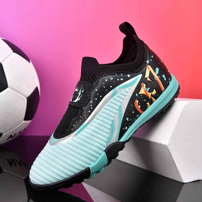 Scarpe da Calcio per Bambini Traspiranti, Sneakers Antiscivolo per Allenamento Futsal, Scarpe da Calcio Outdoor TF con Supporto alla Caviglia