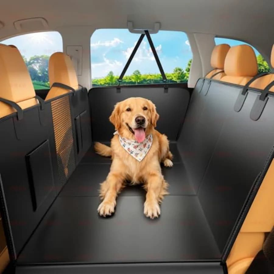 Coprisedile per Auto per Cani, per Sedile Posteriore 52x65, Impermeabile con Fondo Rigido, Amaca con Alette Laterali, Resistente fino a 450 libbre, Antiscivolo e Antigraffio
