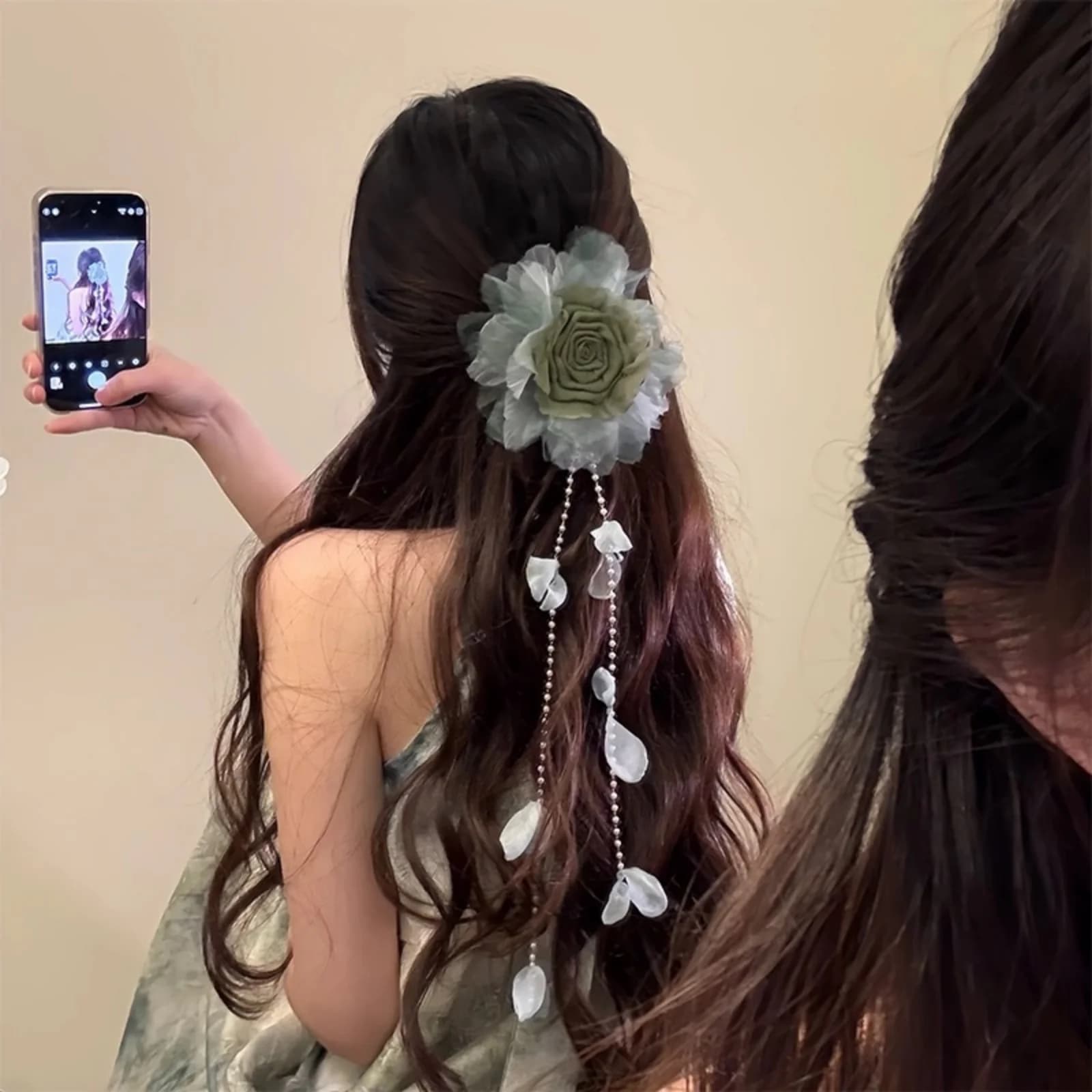 1 pezzo estivo nuovo stile cinese pittura a inchiostro floreale fermaglio per capelli copricapo - accessorio per capelli fiore di seta stile Repubblica cinese con