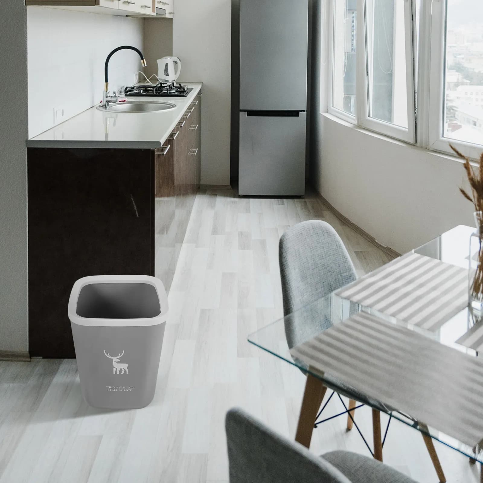 Cestino per Rifiuti in Plastica PP Senza Coperchio, Ampia Apertura, Facile da Pulire, Riutilizzabile, Igienico, per Camera da Letto, Soggiorno, Sala da Pranzo