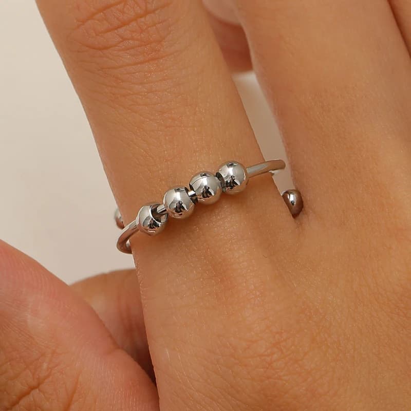 Anello Antistress Bohemien con Perline Arcobaleno, Gira Liberamente, Anelli Fidget Spinner Antistress per Donne e Ragazze, Gioielli alla Moda, Regalo di Nozze