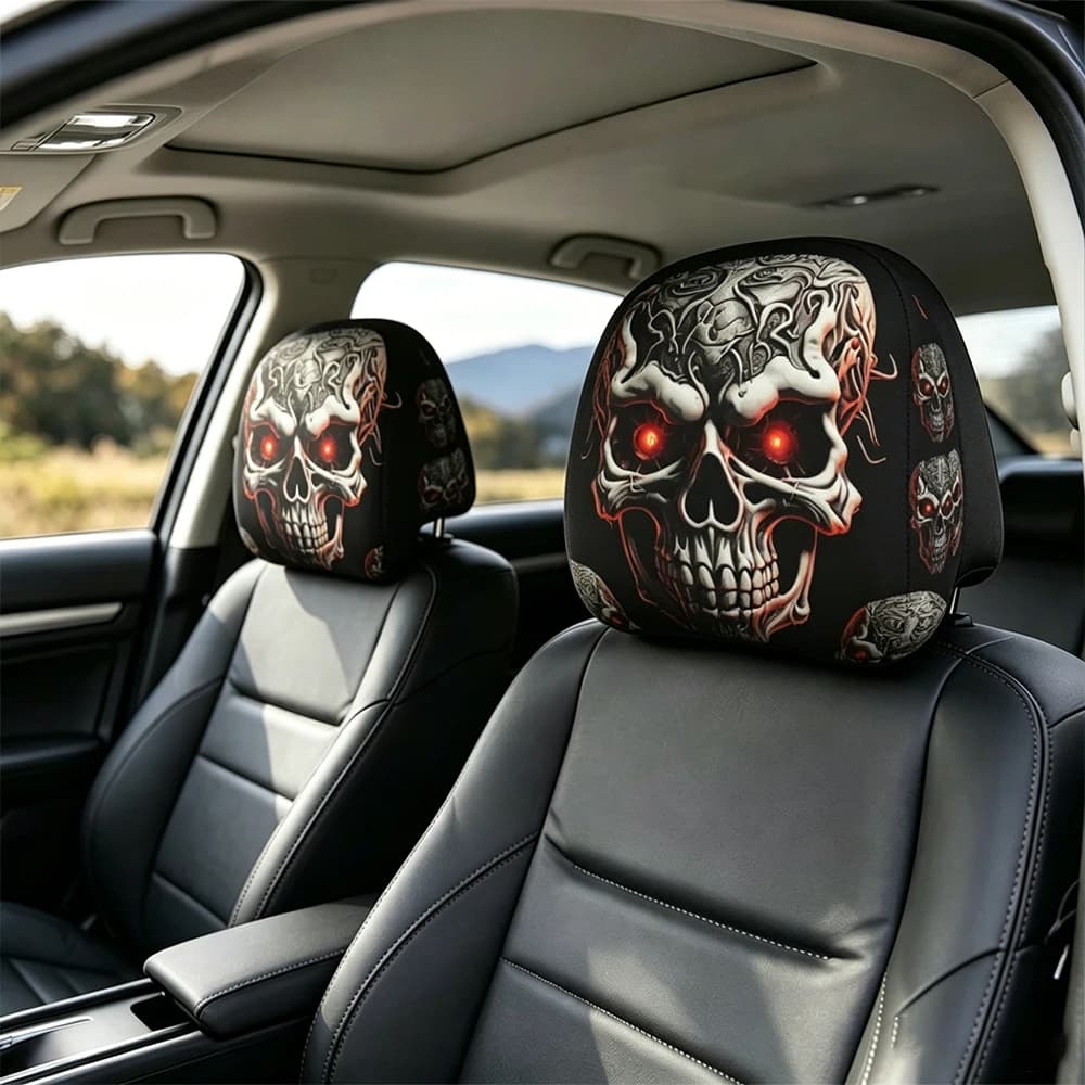 2pcs Car Headrest Funny Cover Accessories Interior Gadgets Decor Styling Ideas Seat Covers Vehicle Supplies Automobiles Parts