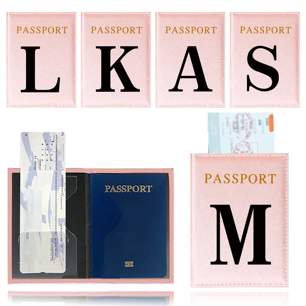Custodia per Passaporto con Stampa Serie Lettere Nere, Porta Passaporto, Accessori da Viaggio, Custodia Protettiva per Passaporto, Aereo