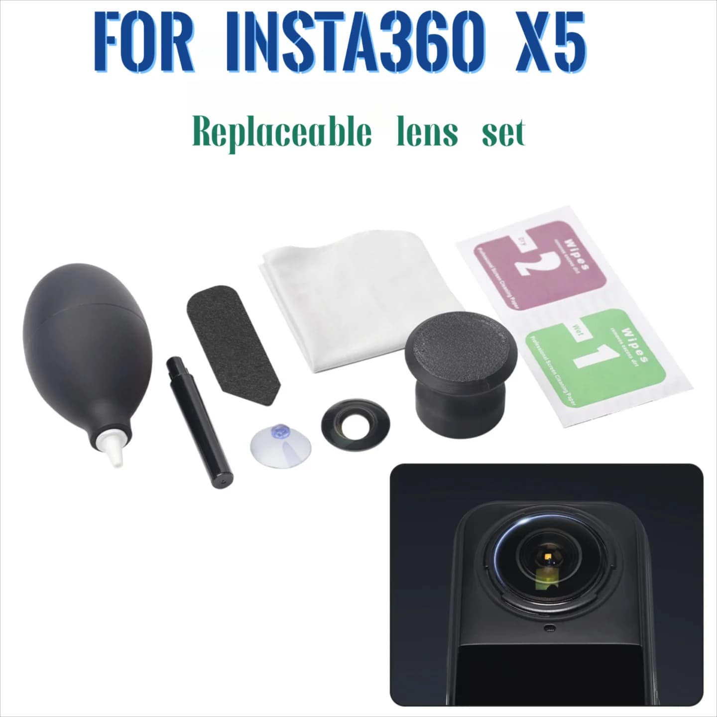 For Insta360 X5 Replace Lens Kit Replacement Lens For Action Camera Lens Protection Repair Parts Photography Accessories