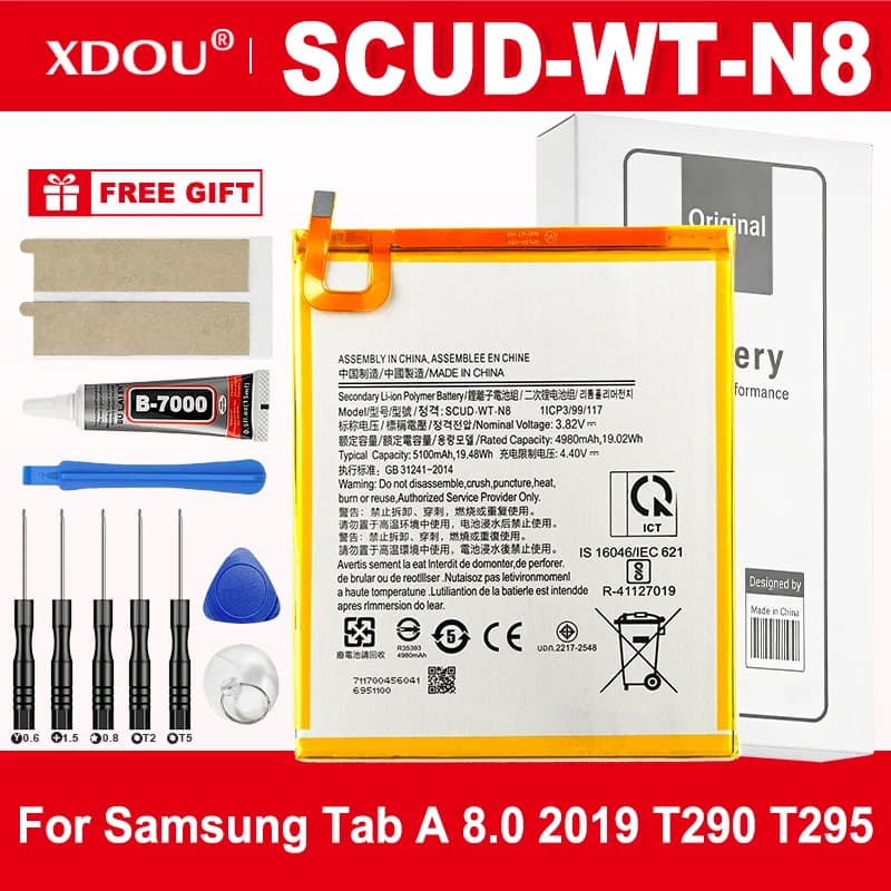2026 Years NEW For Samsung Battery SWD-WT-N8 For Galaxy Tab A 8.0/T295 T290 Genuine Tablet Battery 5100mAh SCUD-WT-N8