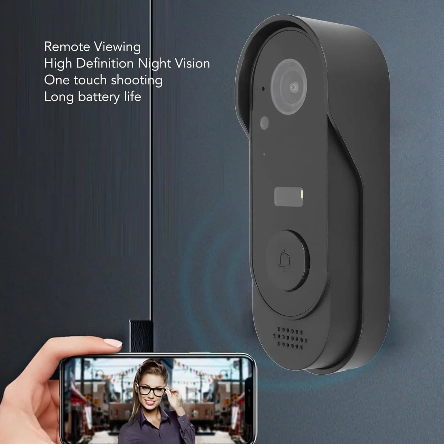 Telecamera per campanello intelligente wireless WiFi con batteria 1000mAh Cloud Storage Videocitofono Visione notturna esterna HD IR Impermeabile per la casa