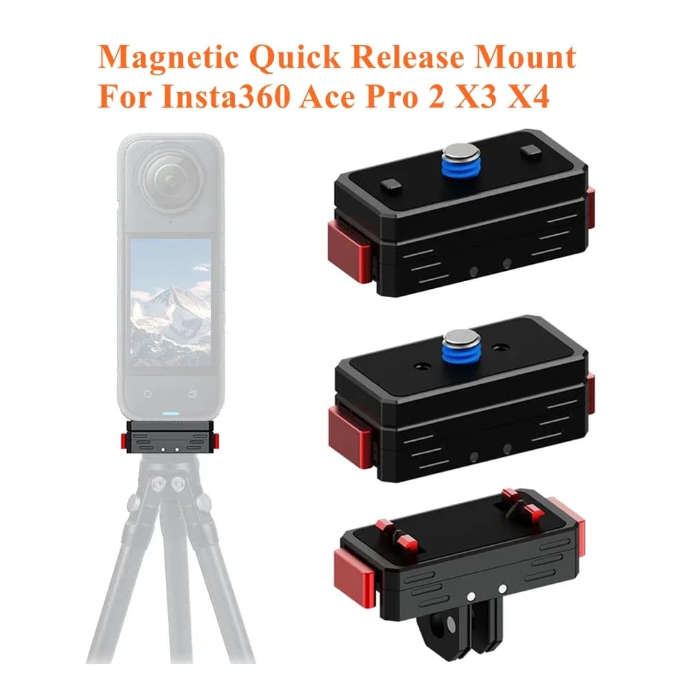 Per Insta360 Ace Pro 2 X3 X4 Fotocamera Supporto magnetico a sgancio rapido 1/4 "ARRI Vite Adattatore per treppiede pieghevole Staffa per selfie stick