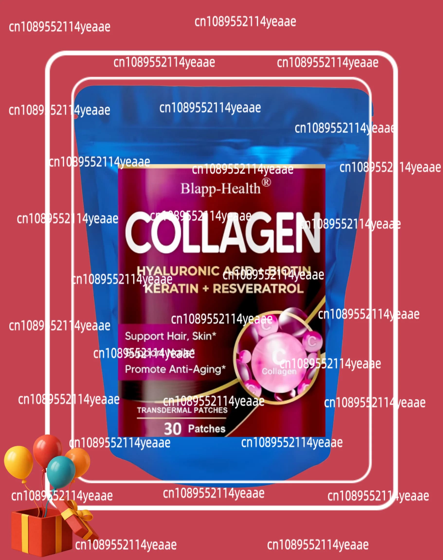 Marine Collagen Transdermal Patches With Biotin, Resveratrol Hair Skin, Skin Anti Ageing 30 Patches