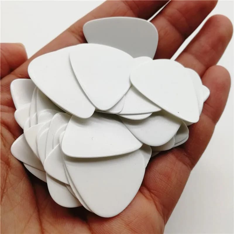 100PCS Plain Solid White Celluloid Guitar Pick No Logo Plectrum Pure White Picks 0.46mm 0.6mm 0.71mm 0.81mm 0.96mm 1.2mm 1.5mm