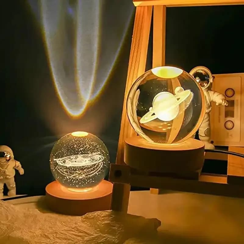 Lampada da notte a sfera di cristallo del sistema solare della galassia della Via Lattea a LED 3D per la camera da letto dei bambini Luce notturna ambientale del regalo del festival di primavera