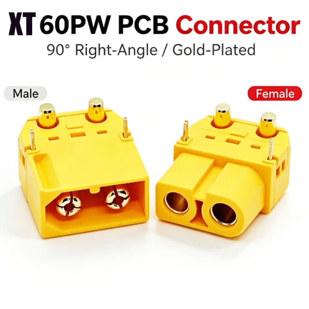 Amass XT60PW PCB Mount Connector 90° Gold Plated Male Female Plug For RC Drone Battery Power Adapter