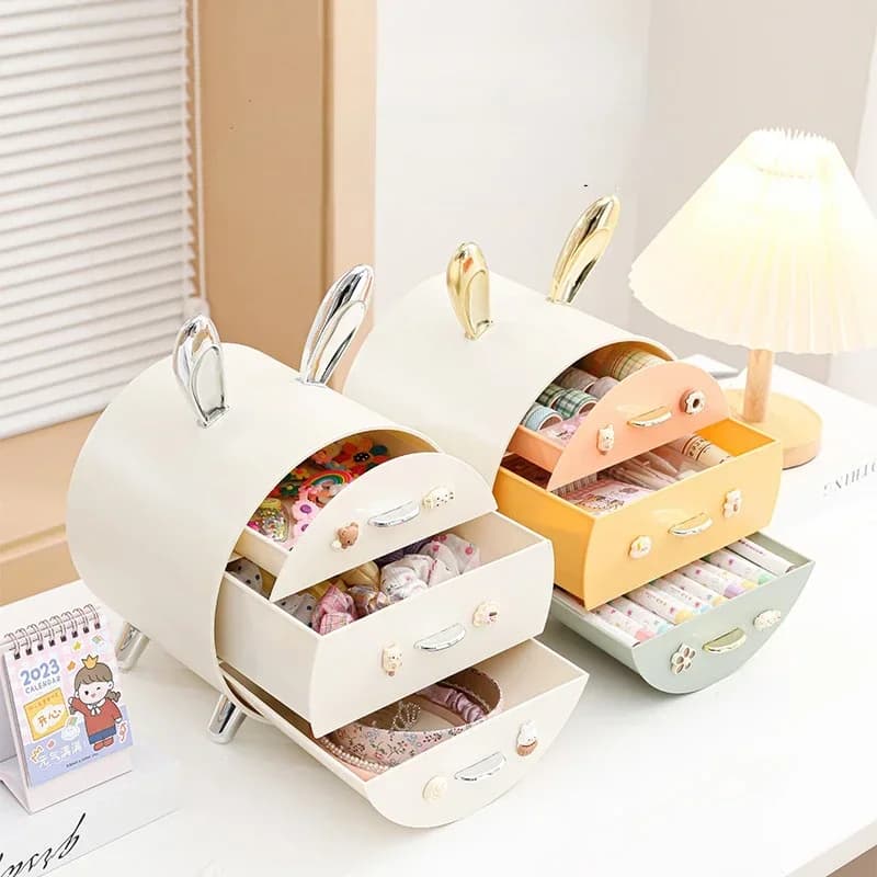 Multilayer drawer organizer, cute cosmetic containers