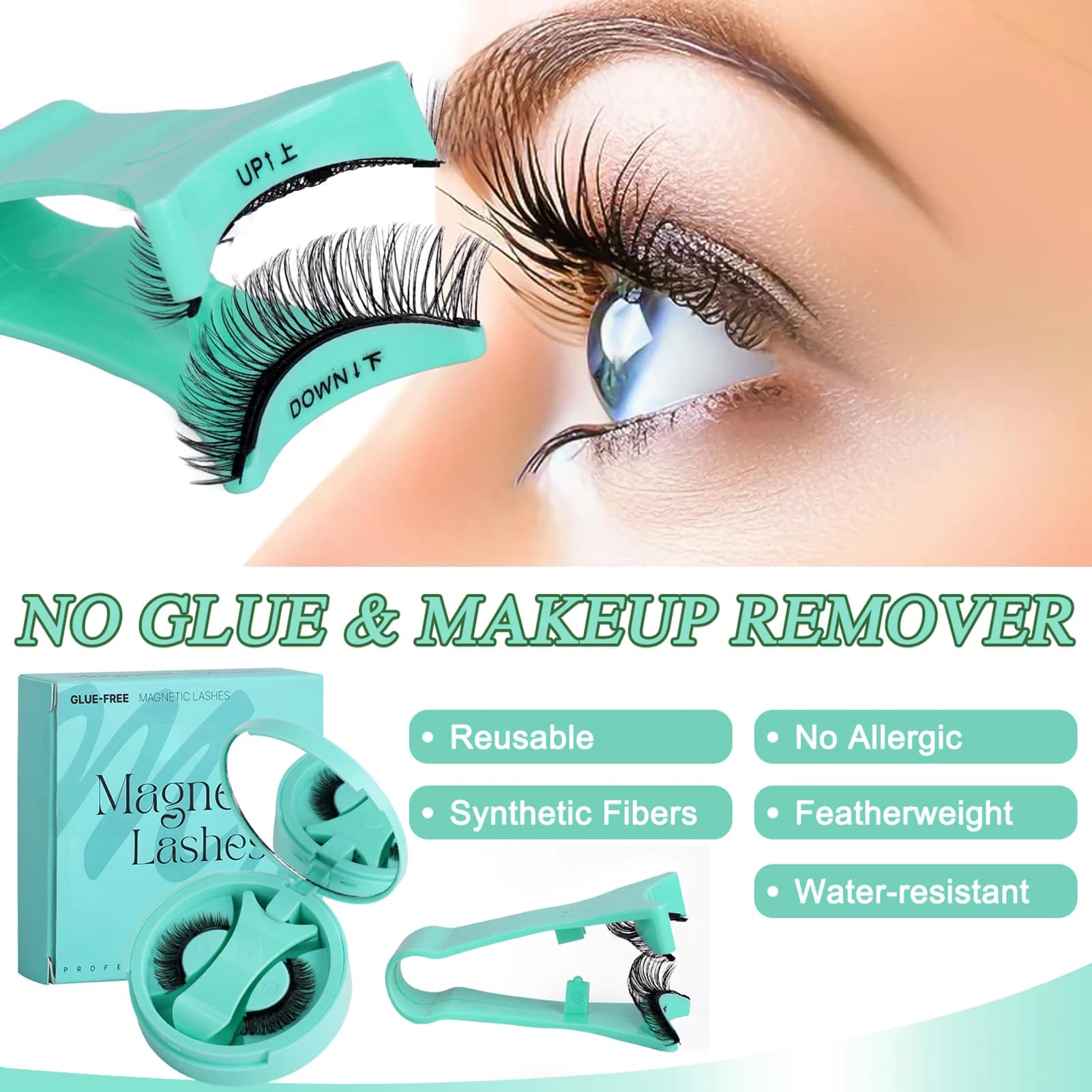 Ciglia finte senza colla Ciglia finte magnetiche riutilizzabili Curling Up Volume Ciglia finte per la bellezza degli occhi Cosplay Trucco fai da te