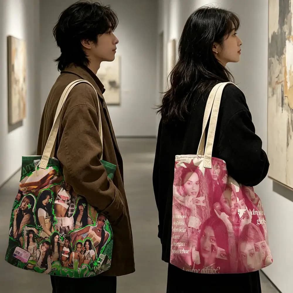 Global Pop Group Katseye Storage Bags Fashion Cotton Polyester Tote Bag Eco Friendly Reusable Large Capacity Shopping Bag