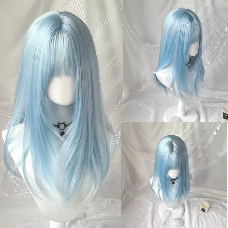 ABC123 Cosplay with fringe, long smooth wig, Lolita, natural synthetic hair, heat-resistant fibers, 3;b,6/k'5 women's wigs;