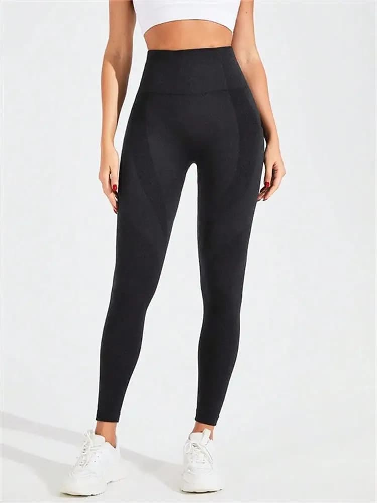 Abbigliamento da yoga da esterno ad asciugatura rapida per lo sport, pantaloni da yoga da donna in tinta unita e pantaloni da fitness con design per il sollevamento dei fianchi